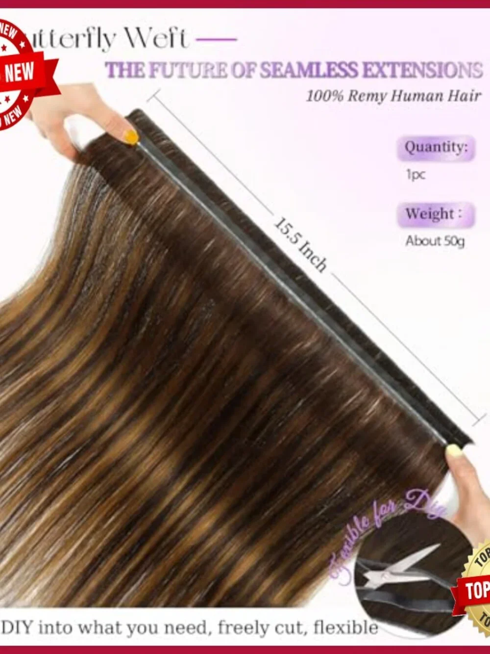 Real Human Hair Extensions 16 Inch Lightweight Weft for Volume Length